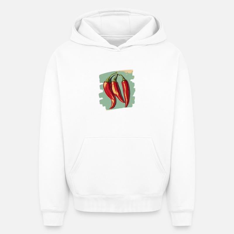 Piment - Sweat à capuche unisexe oversize épais SPREAD - blanc