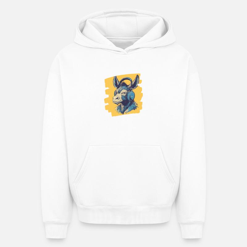 Âne - Sweat à capuche unisexe oversize épais SPREAD - blanc