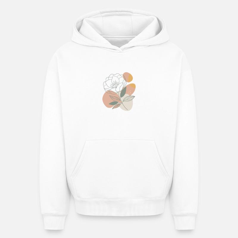 Fleurs - Printemps - Été - Dire - Sweat à capuche unisexe oversize épais SPREAD - blanc