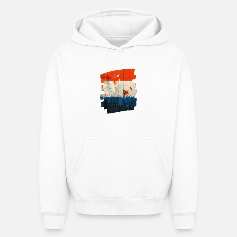 Drapeau néerlandais Pays-Bas Pays-Bas - Sweat à capuche unisexe oversize épais SPREAD - blanc