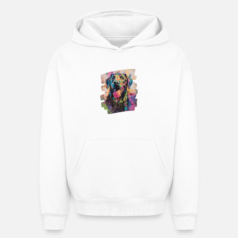 Labrador - Sweat à capuche unisexe oversize épais SPREAD - blanc