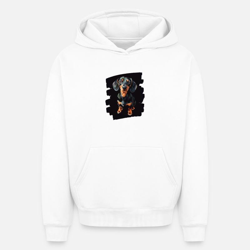 Teckel - Sweat à capuche unisexe oversize épais SPREAD - blanc
