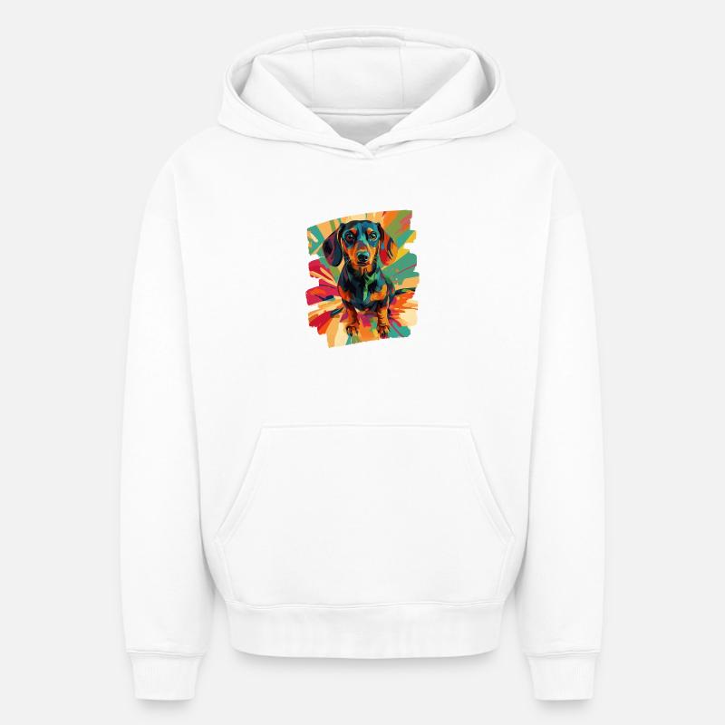 Teckel - Sweat à capuche unisexe oversize épais SPREAD - blanc