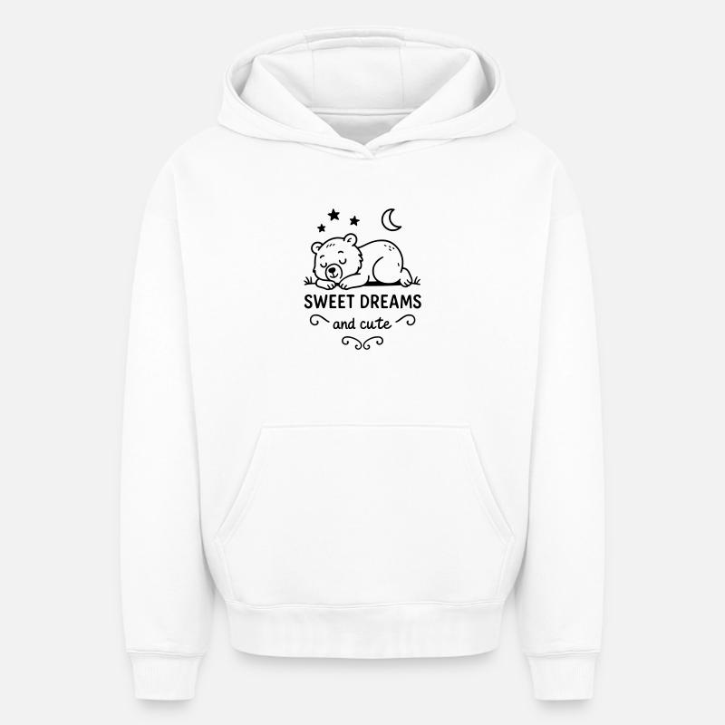 Rêves doux - Sweat à capuche unisexe oversize épais SPREAD - blanc