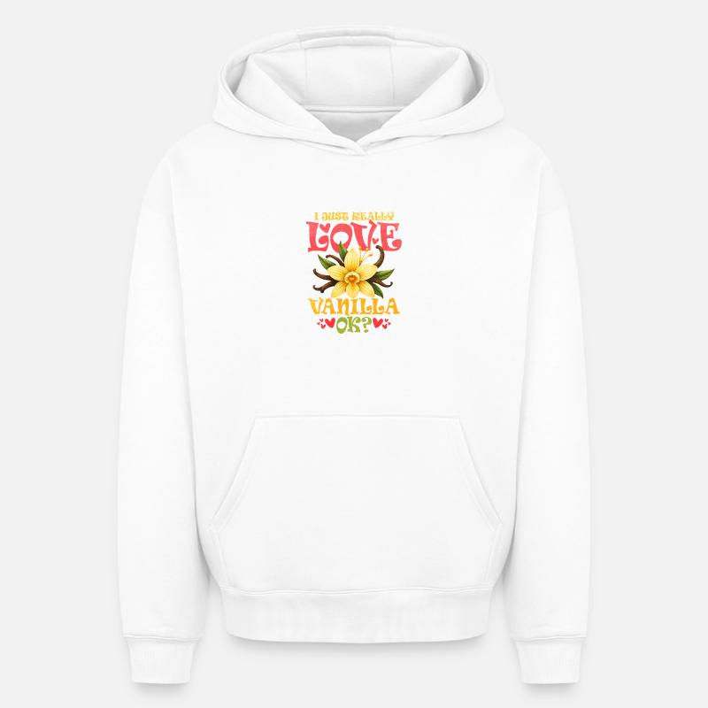 Illustration d'une fleur de vanille aimante - Sweat à capuche unisexe oversize épais SPREAD - blanc
