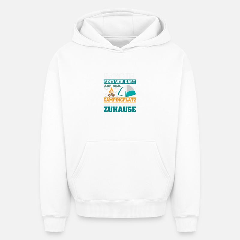 Camper Camping Caravane Dicton - Sweat à capuche unisexe oversize épais SPREAD - blanc