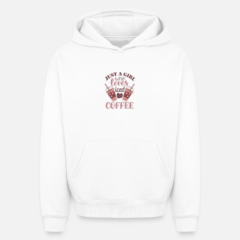 Mädchen, das Eiskaffee liebt - Oversized Heavyweight Unisex Hoodie - Weiß