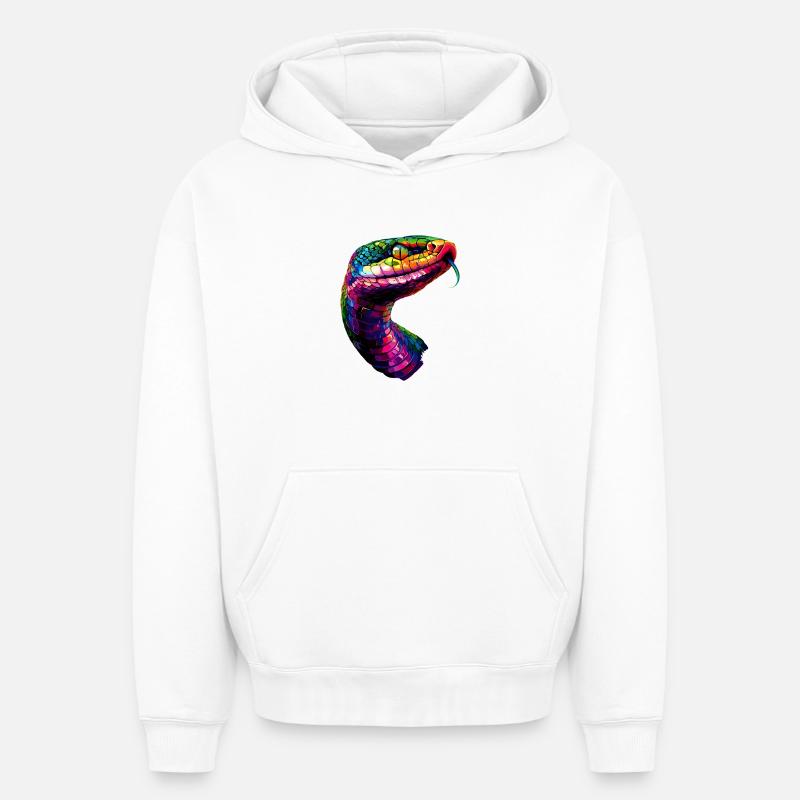 Schlange Python Kobra Klapperschlange Schlangen - Oversized Heavyweight Unisex Hoodie - Weiß