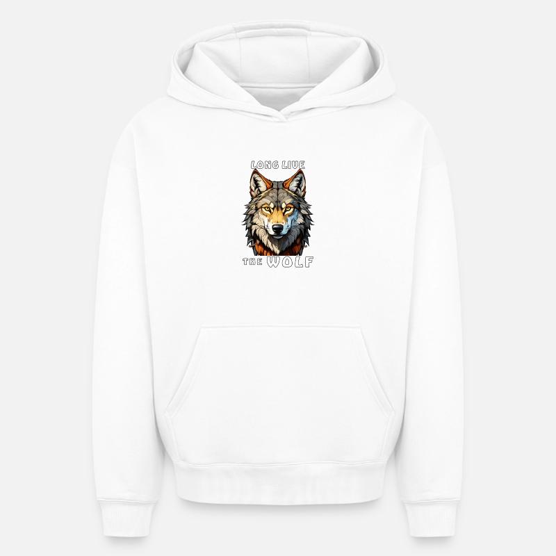 VIVE LE LOUP - Sweat à capuche unisexe oversize épais SPREAD - blanc