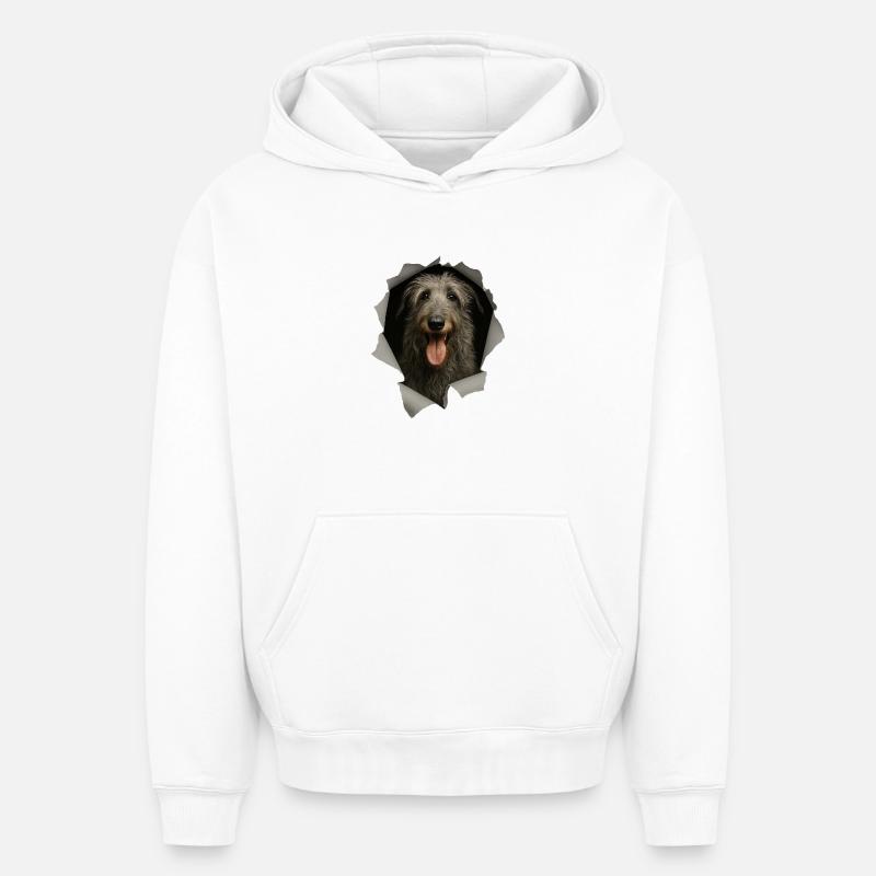 Lévrier écossais - Sweat à capuche unisexe oversize épais SPREAD - blanc