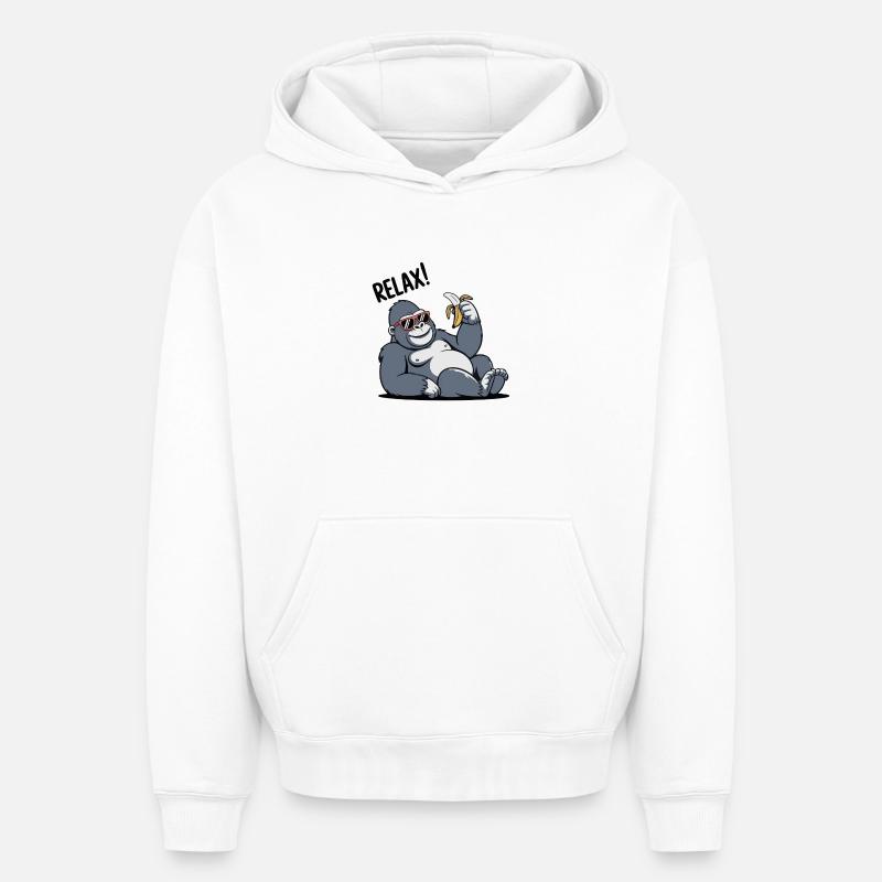 Banana Gorilla détendu - Sweat à capuche unisexe oversize épais SPREAD - blanc