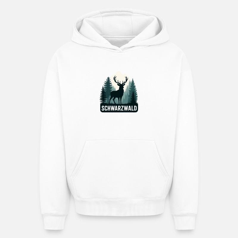 Forêt-Noire - Sweat à capuche unisexe oversize épais SPREAD - blanc
