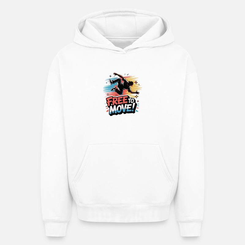 Libre de bouger Danse Burst - Sweat à capuche unisexe oversize épais SPREAD - blanc
