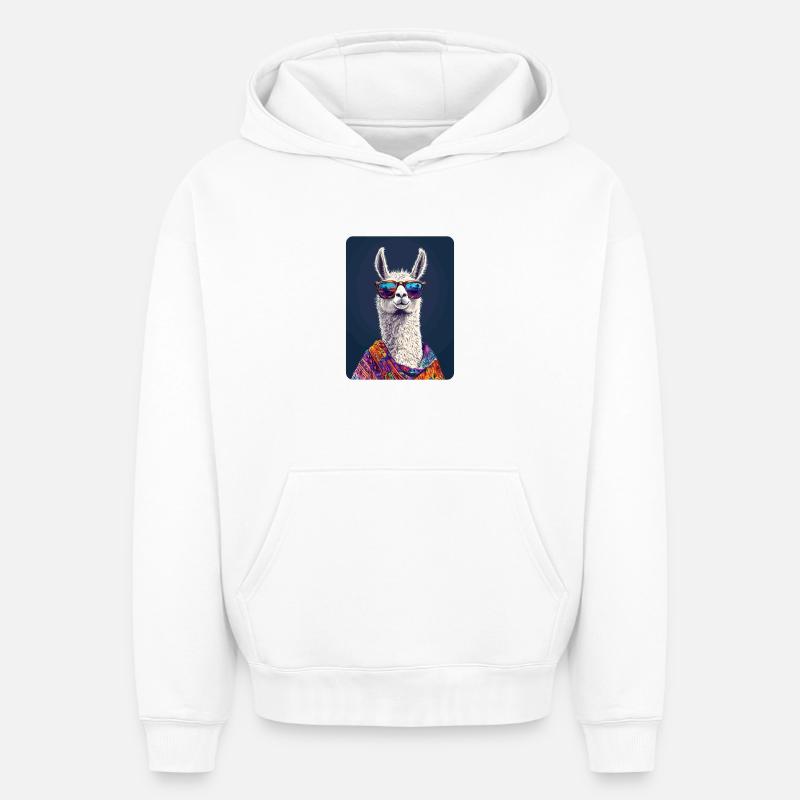 lama - Sweat à capuche unisexe oversize épais SPREAD - blanc
