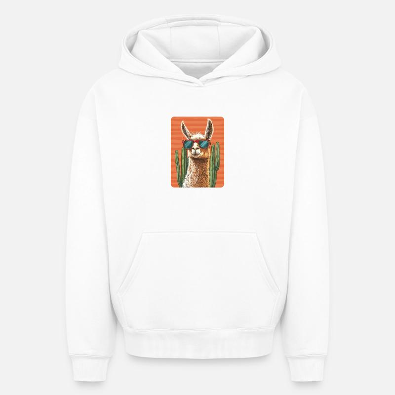 lama - Sweat à capuche unisexe oversize épais SPREAD - blanc