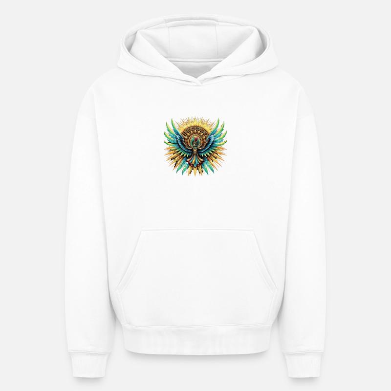 Aztèques - Sweat à capuche unisexe oversize épais SPREAD - blanc