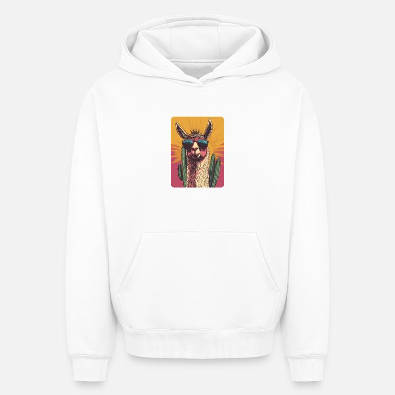 lama - Sweat à capuche unisexe oversize épais SPREAD - blanc