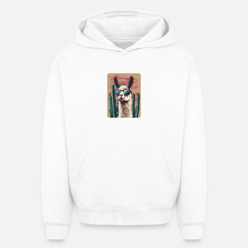 lama - Sweat à capuche unisexe oversize épais SPREAD - blanc