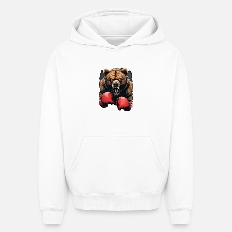 boxe - Sweat à capuche unisexe oversize épais SPREAD - blanc
