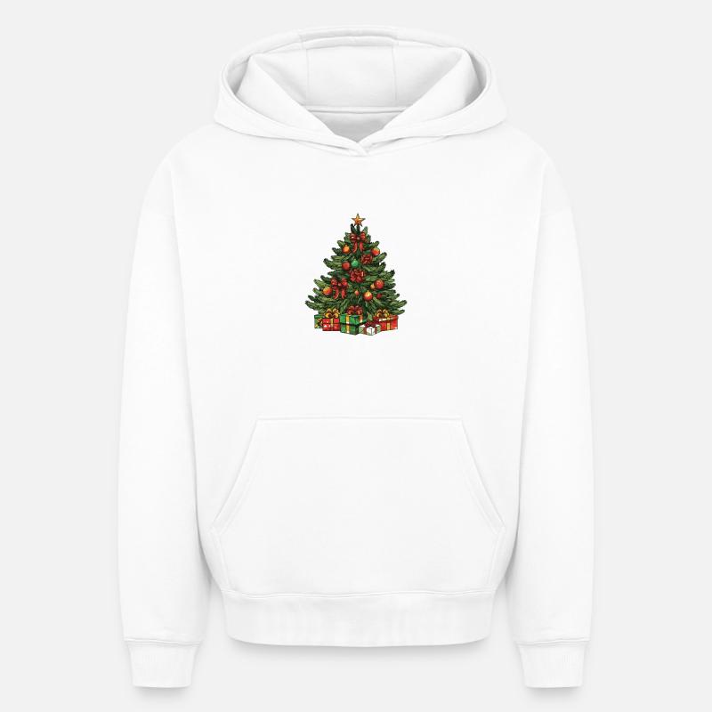 Sapin Noël - Sweat à capuche unisexe oversize épais SPREAD - blanc