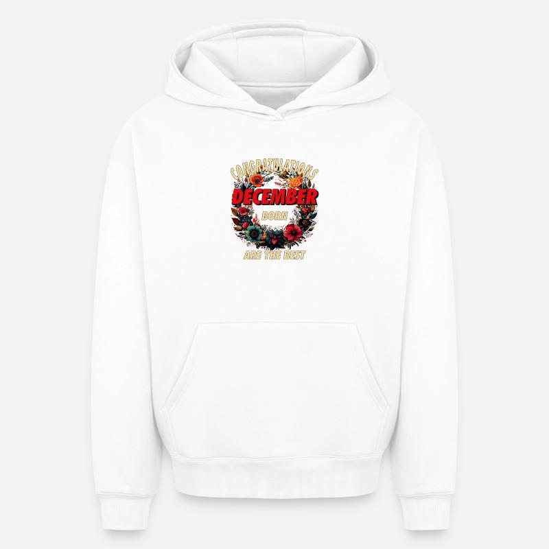 FÉLICITATIONS DÉCEMBRE - Sweat à capuche unisexe oversize épais SPREAD - blanc