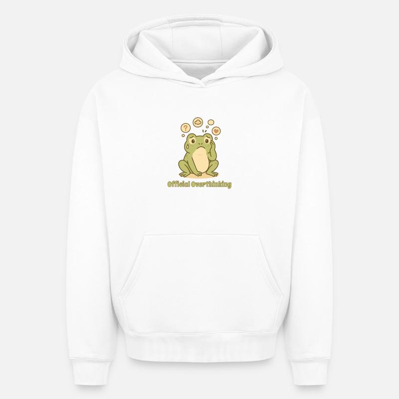 Grenouille réfléchie – Conception trop réfléchie - Sweat à capuche unisexe oversize épais SPREAD - blanc