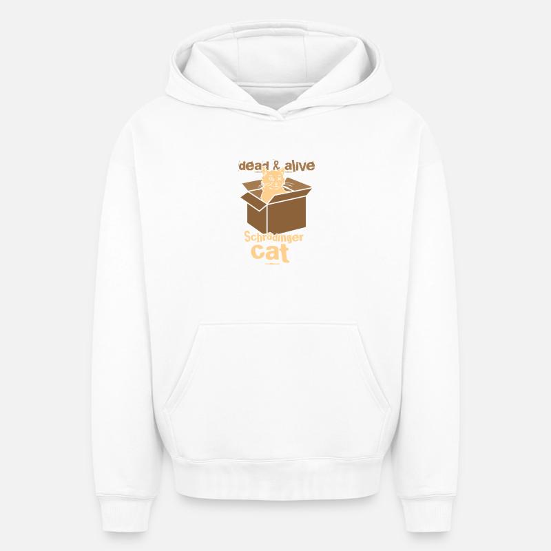 Le chat de Schrödinger - Sweat à capuche unisexe oversize épais SPREAD - blanc