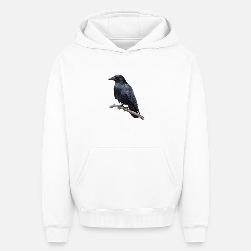 Corbeau Corbeau - Sweat à capuche unisexe oversize épais SPREAD - blanc