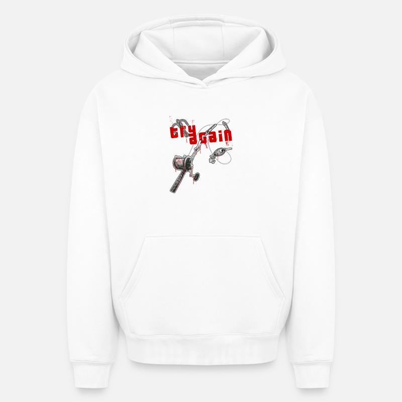 Pêche - Sweat à capuche unisexe oversize épais SPREAD - blanc