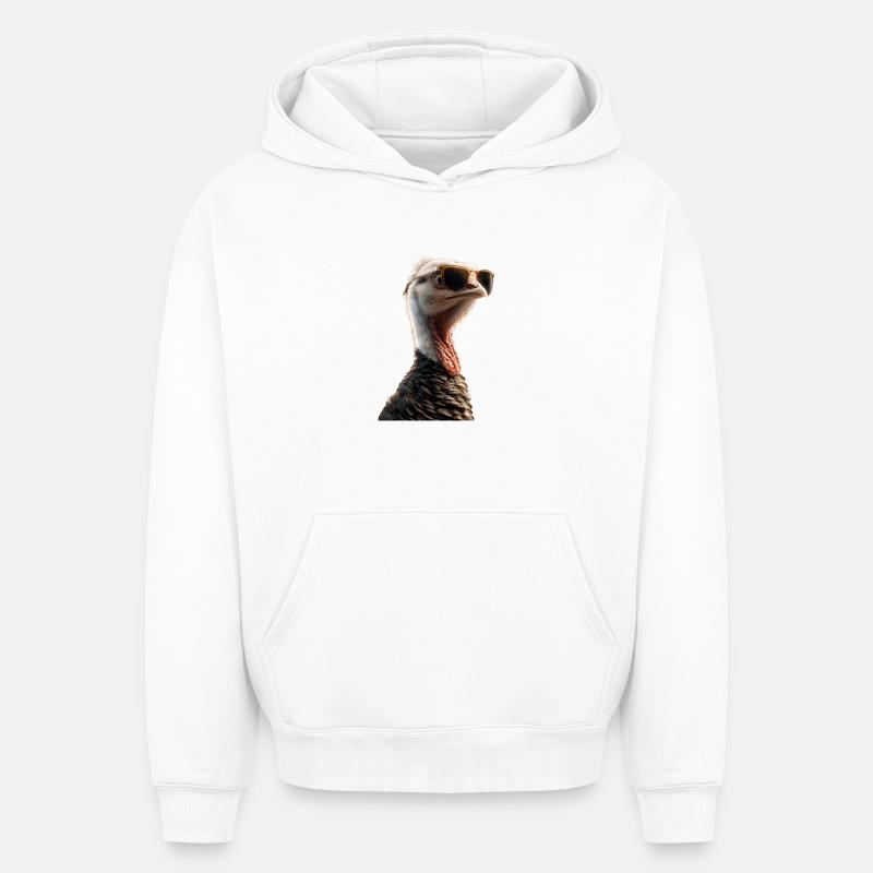 Dinde Poules Oiseaux Dinde - Sweat à capuche unisexe oversize épais SPREAD - blanc