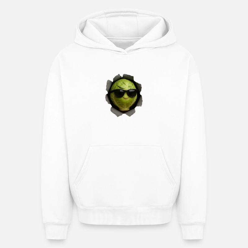 choux de Bruxelles - Sweat à capuche unisexe oversize épais SPREAD - blanc