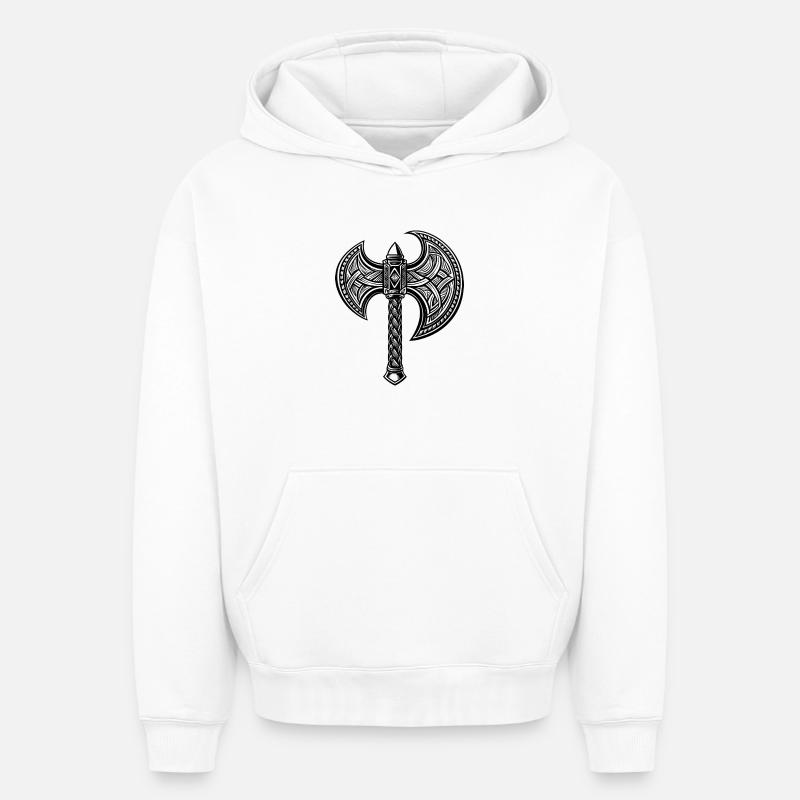 Wikingeraxt - Oversized Heavyweight Unisex Hoodie - Weiß