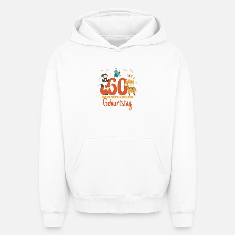 60e anniversaire – Mon soixantième anniversaire - Sweat à capuche unisexe oversize épais SPREAD - blanc