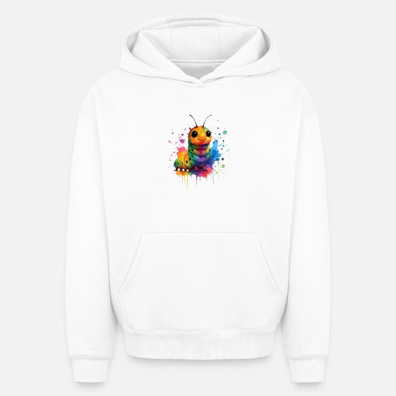 Papillon chenille - Sweat à capuche unisexe oversize épais SPREAD - blanc