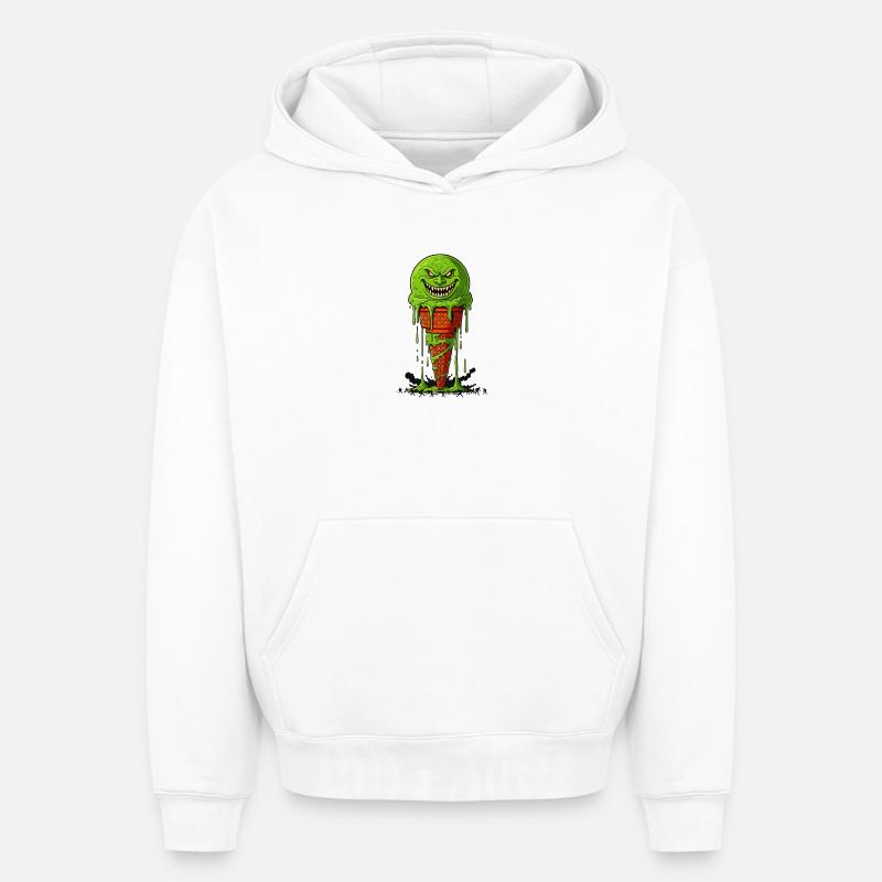 Attaque Crème Monster Ace - Sweat à capuche unisexe oversize épais SPREAD - blanc
