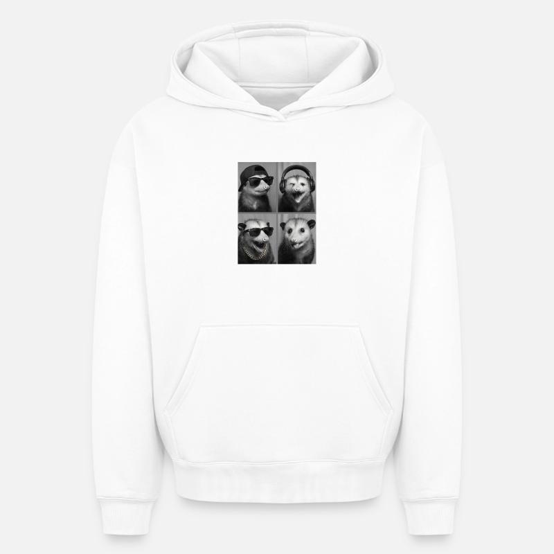 opossum - Sweat à capuche unisexe oversize épais SPREAD - blanc