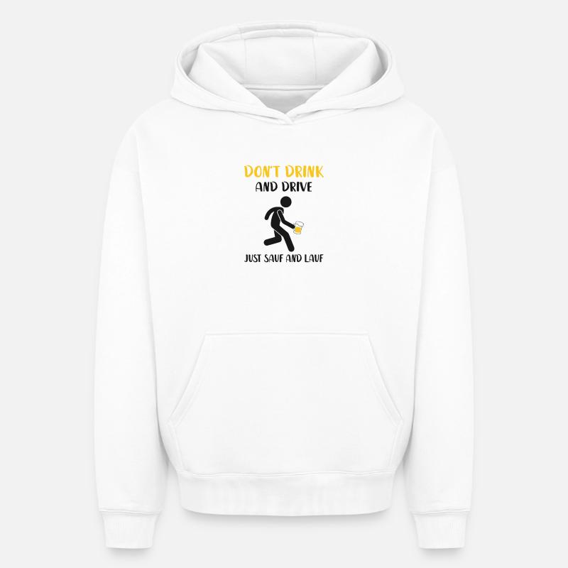 Boire et courir - Sweat à capuche unisexe oversize épais SPREAD - blanc