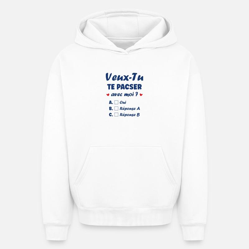 Demande de pacs - Sweat à capuche unisexe oversize épais SPREAD - blanc