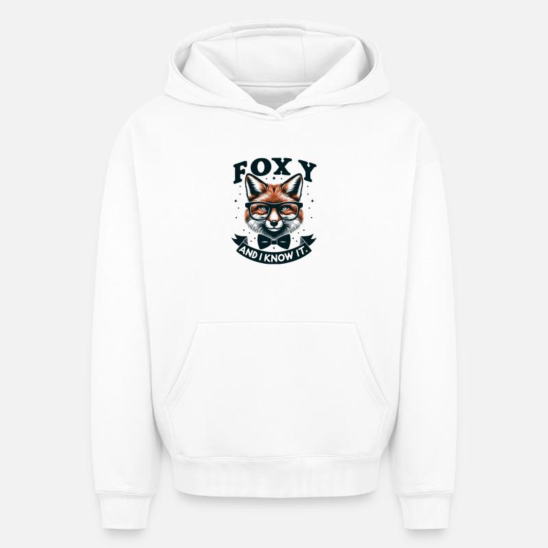 Nœud papillon Foxy Nerd - Sweat à capuche unisexe oversize épais SPREAD - blanc