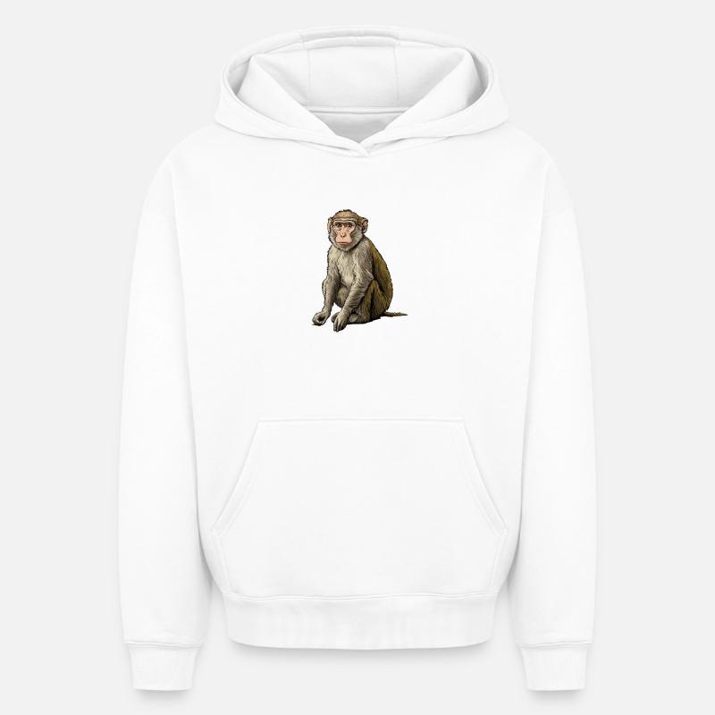 Macaque Macaque - Sweat à capuche unisexe oversize épais SPREAD - blanc
