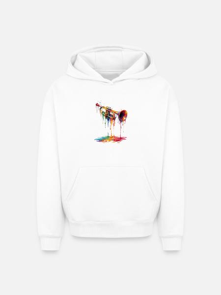 Trumpet with dripping paint - Oversized Heavyweight Unisex Hoodie - white