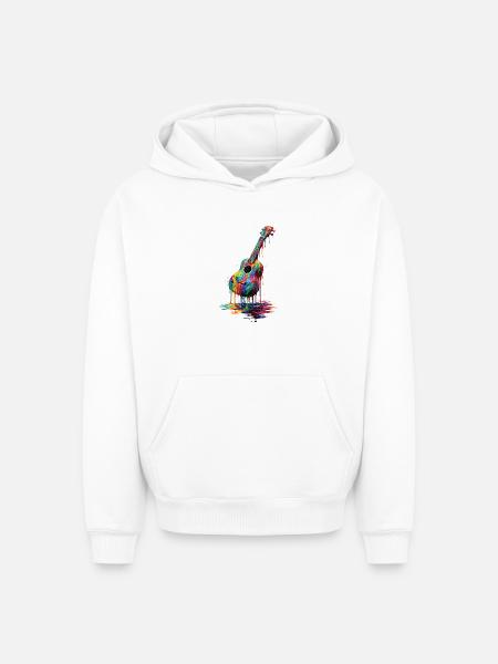 Ukulele with dripping paint - Oversized Heavyweight Unisex Hoodie - white