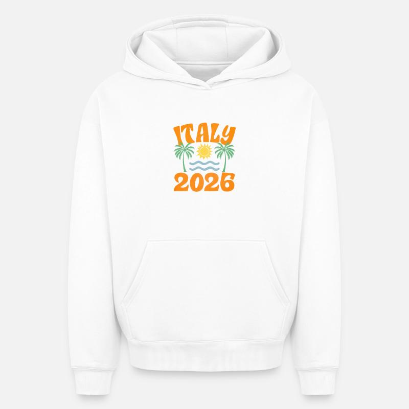 Italie 2026 - Sweat à capuche unisexe oversize épais SPREAD - blanc