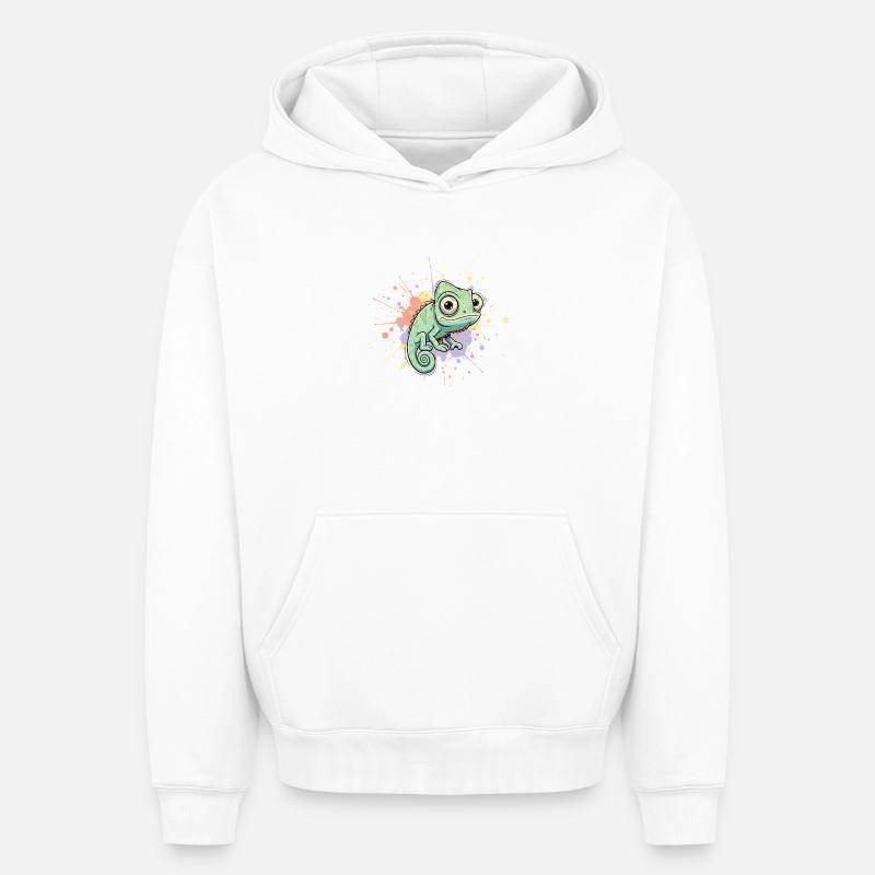 Éclaboussure caméléon aquarelle - Sweat à capuche unisexe oversize épais SPREAD - blanc