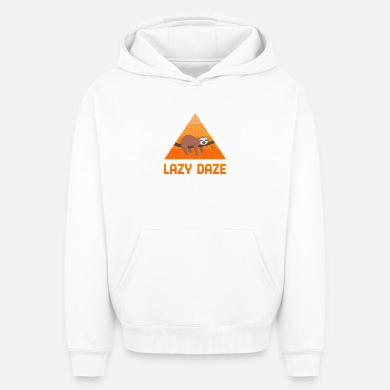 Lazy Daze Sloth Rétro Chill Vibes - Sweat à capuche unisexe oversize épais SPREAD - blanc