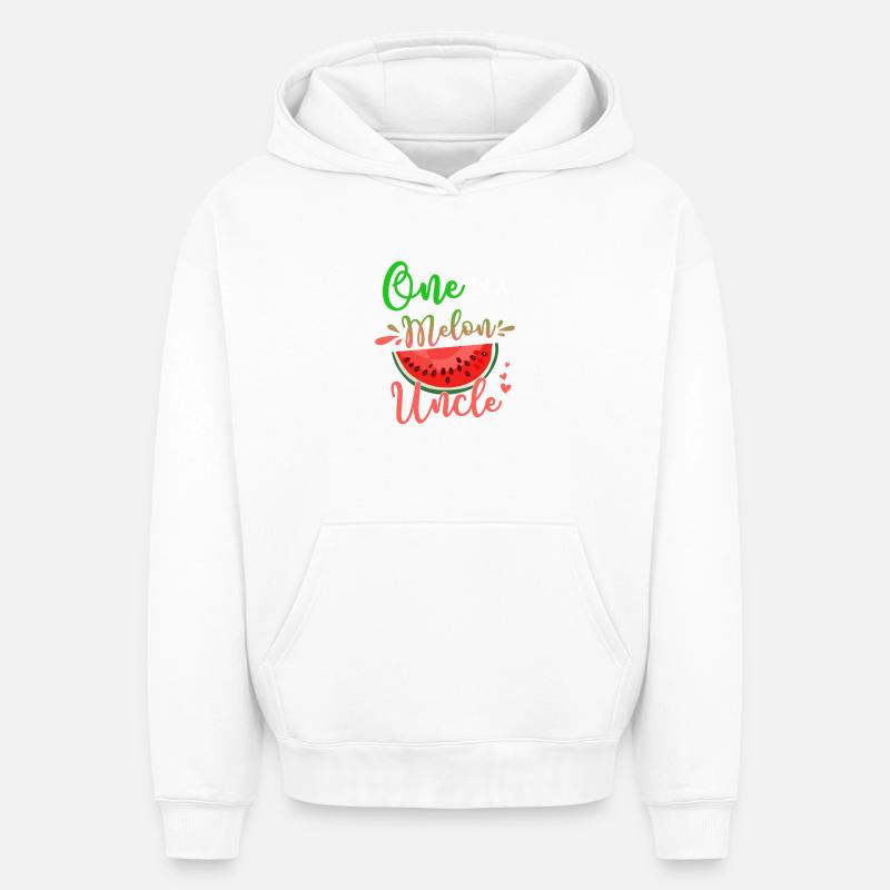Un dans un melon, oncle - Sweat à capuche unisexe oversize épais SPREAD - blanc