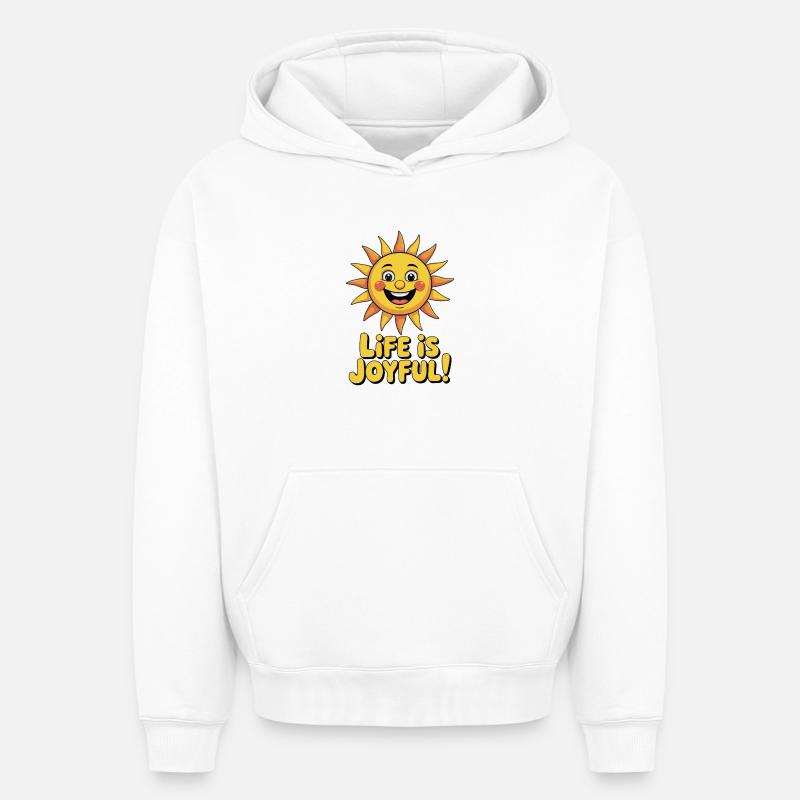 Jaune, Soleil Ensoleillé, Art Joyeux - Sweat à capuche unisexe oversize épais SPREAD - blanc