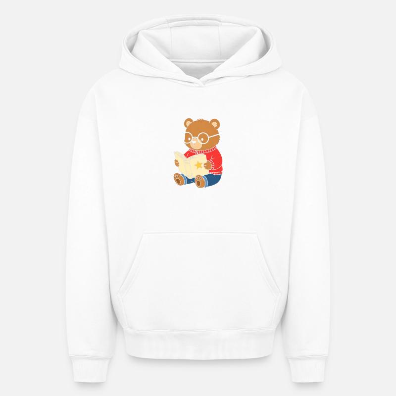 Bärchen liest Sternenbuch - Oversized Heavyweight Unisex Hoodie - Weiß
