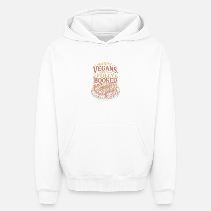 Désolé Vegans, barbecue complet - Sweat à capuche unisexe oversize épais SPREAD - blanc