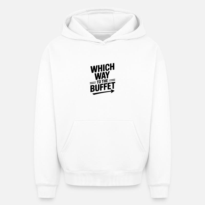 Où se trouve le buffet - Sweat à capuche unisexe oversize épais SPREAD - blanc